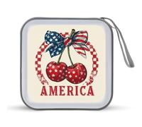 Jubonexis Retro Red Cherries Star Patterns CD Case DVD Storage Case Portable