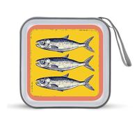 Jubonexis Retro Sardine Fish CD Case DVD Storage Case Portable for Car Home Travel