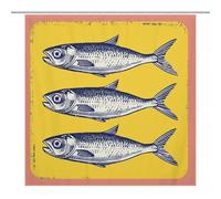 Jubonexis Retro Sardine Fish Shower Curtain Curtain for Bathroom Decor Waterproof Washable Bathtubs Polyester Shower Curtains with 12 Hooks 72x72Inch (183x183cm)