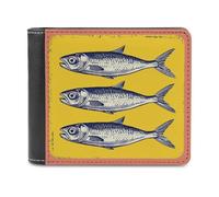 Jubonexis Retro Sardine Fish Soft PU Leather Bifold Wallet, Coin Purse Credit Pass Case, Durable Card-Holder Slim Billfold for Men Woman Money Storage