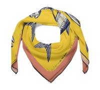 Jubonexis Retro Sardine Fish Women Hair Scarf Square Silk Like Head Scarves Handkerchief Satin Neck Scarf