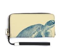Jubonexis Retro Simple Sea Turtle PU Leather Clutch Long Bifold Wallet, Coin Purse Credit Pass Case, Durable Card-Holder Money Storage for Women Men