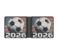 Jubonexis Retro Soccer Ball 2026 Soft PU Leather Bifold Wallet, Coin Purse Credit Pass Case, Durable Card-Holder Slim Billfold for Men Woman Money Storage