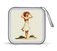 Jubonexis Retro Woman on A Beach CD Case DVD Storage Case Portable for Car Home Travel