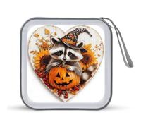 Jubonexis Retro Wooden Sign Raccoon Pumpkin CD Case DVD Storage Case Portable