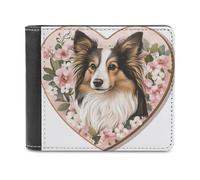 Jubonexis Retro Wooden Sign Sheepdog Flower Soft PU Leather Bifold Wallet, Coin Purse Credit Pass Case, Durable Card-Holder Slim Billfold for Men Woman Money Storage