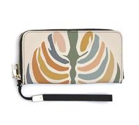 Jubonexis Rib Cage Line Art Minimalist Style PU Leather Clutch Long Bifold Wallet, Coin Purse Credit Pass Case, Durable Card-Holder Money Storage for Women Men