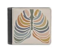 Jubonexis Rib Cage Line Art Minimalist Style Soft PU Leather Bifold Wallet, Coin Purse Credit Pass Case, Durable Card-Holder Slim Billfold for Men Woman Money Storage