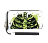 Jubonexis Rib Cage Outline in Camouflage Colors Graffiti PU Leather Clutch Long Bifold Wallet, Coin Purse Credit Pass Case, Durable Card-Holder Money Storage for Women Men
