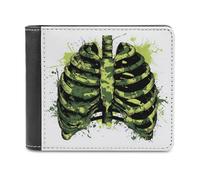 Jubonexis Rib Cage Outline in Camouflage Colors Graffiti Soft PU Leather Bifold Wallet, Coin Purse Credit Pass Case, Durable Card-Holder Slim Billfold for Men Woman Money Storage