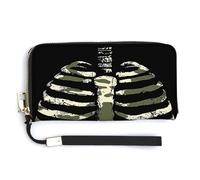 Jubonexis Rib Cage Outline in Camouflage Colors PU Leather Clutch Long Bifold Wallet, Coin Purse Credit Pass Case, Durable Card-Holder Money Storage for Women Men