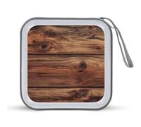Jubonexis Rich Brown Wooden Planks Texture CD Case DVD Storage Case Portable for Car Home Travel