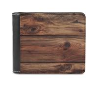 Jubonexis Rich Brown Wooden Planks Texture Soft PU Leather Bifold Wallet, Coin Purse Credit Pass Case, Durable Card-Holder Slim Billfold for Men Woman Money Storage