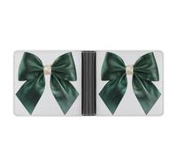 Jubonexis Rich Forest Green Satin Ribbon Bow Soft PU Leather Bifold Wallet, Coin Purse Credit Pass Case, Durable Card-Holder Slim Billfold for Men Woman Money Storage