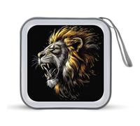 Jubonexis Roaring Lion Head Golden Yellow CD Case DVD Storage Case Portable