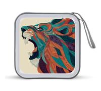 Jubonexis Roaring Lion’s Head Abstract CD Case DVD Storage Case Portable for Car Home Travel