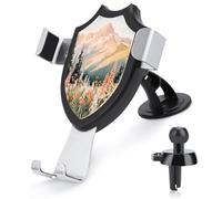 Jubonexis Rocky Mountains Wildflowers Pine Trees Car Phone Holder Mount Triangle Clip Base Air Vent Cell Phone Car Mount Automotive Accessories for 4-6 Inches Cell Smartphones