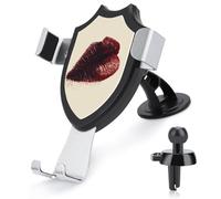 Jubonexis Romantic Art Dense Dark Wine Lip Prints Car Phone Holder Mount Triangle Clip Base Air Vent Cell Phone Car Mount Automotive Accessories for 4-6 Inches Cell Smartphones