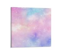 Jubonexis Romantic Fantasy Pastel Color Small Stars Sparkling Light Canvas Wall Art Poster Painting Aesthetic Picture for Living Room Farmhouse Decor 16x16inch(40x40cm)