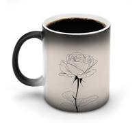 Jubonexis Rose Black and White Simple Lines Color Changing Mugs Heat Changing Ceramic Coffee Mug Novelty Funny Tea Water Cup 11OZ