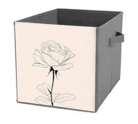 Jubonexis Rose Black And White Simple Lines Cube Storage Bins Storage Cubes Foldable Decorative Fabric Storage Baskets Home Organizers with Handles for Shelves,Closet, 27x27 CM