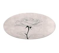 Jubonexis Rose Black And White Simple Lines Large Round Carpet Area Rug Mat Modern Non Slip Circular Rugs 36inch(90cm)