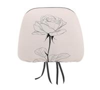 Jubonexis Rose Black And White Simple Lines Printed Car Headrest Cover,2 Pieces, Elastic Comfort Head Rest Cover for Women Men, Universal Fits Most Cars Van SUV Truck, Car Interior Decor Accessories