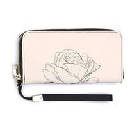 Jubonexis Rose Black and White Simple Lines PU Leather Clutch Long Bifold Wallet, Coin Purse Credit Pass Case, Durable Card-Holder Money Storage for Women Men