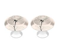 Jubonexis Rose Black and White Simple Lines Round Drawer Cabinet Knobs Handles with Screws,2 Pcs, Drawer Dresser Knob Pulls Decor for Wardrobe Cupboard Home Office Kitchen
