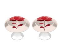 Jubonexis Rose Flower with Red Pink Petals Minimalistic Round Drawer Cabinet Knobs Handles with Screws,2 Pcs, Drawer Dresser Knob Pulls Decor for Wardrobe Cupboard Home Office Kitchen