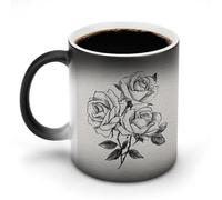 Jubonexis Rose Heads in Black and White Color Changing Mugs Heat Changing Ceramic Coffee Mug Novelty Funny Tea Water Cup 11OZ