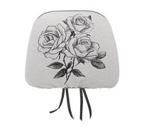 Jubonexis Rose Heads in Black And White Printed Car Headrest Cover,2 Pieces, Elastic Comfort Head Rest Cover for Women Men, Universal Fits Most Cars Van SUV Truck, Car Interior Decor Accessories