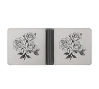 Jubonexis Rose Heads in Black and White Soft PU Leather Bifold Wallet, Coin Purse Credit Pass Case, Durable Card-Holder Slim Billfold for Men Woman Money Storage