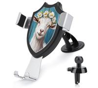 Jubonexis Rural Goat with Colorful Daisy Crown Car Phone Holder Mount Triangle Clip Base Air Vent Cell Phone Car Mount Automotive Accessories for 4-6 Inches Cell Smartphones