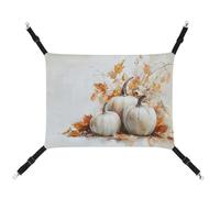 Jubonexis Rustic Beige Autumn Pumpkins And Leaves Breathable Pet Hammock with Adjustable Straps Reversible Cat Hanging Bed Dog Mats