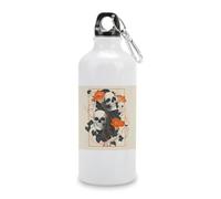 Jubonexis Rustic Halloween Skull And Flower Travel Aluminum Water Bottle, Sport Bottle with Twist Cap Buckle for Men Women Camping Hiking 600ml