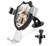 Jubonexis Rustic Watercolor Cabin Snow Evergreen Trees Car Phone Holder Mount Triangle Clip Base Air Vent Cell Phone Car Mount Automotive Accessories for 4-6 Inches Cell Smartphones