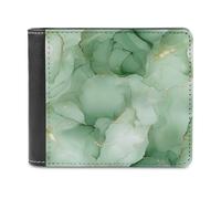 Jubonexis Sage Green Alcohol Ink Pattern Soft PU Leather Bifold Wallet, Coin Purse Credit Pass Case, Durable Card-Holder Slim Billfold for Men Woman Money Storage