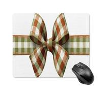 Jubonexis Sage Green Orange Bow Long Ribbon Mouse Pad, Small Office Computer Mouse Pads for Desk Laptop with Non-Slip Rubber Base Mouse Mat, Gaming Mouse Pads