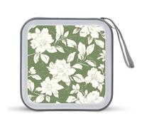 Jubonexis Sage Green Vintage Floral Pattern CD Case DVD Storage Case Portable for Car Home Travel