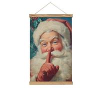 Jubonexis Santa Claus in A Silence Gesture Canvas Painting Wood Frames Poster Hanger Hanging Picture Kit Wall Art