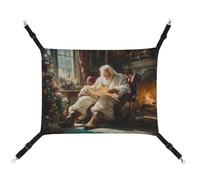 Jubonexis Santa Claus Sitting in Armchair Reading Breathable Pet Hammock with Adjustable Straps Reversible Cat Hanging Bed Dog Mats