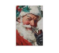 Jubonexis Santa Claus Vintage Christmas Wall Art Poster Canvas Print Painting Aesthetic Picture for Living Room Farmhouse Decor Unframed 12x18inch(30x45cm)