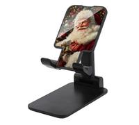 Jubonexis Santa Claus Wearing Glasses Holding Bells Cell Phone Stand Foldable Adjustable Phone Stand for Desk