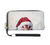 Jubonexis Santa Hat Chicken Necklace Christmas Lights PU Leather Clutch Long Bifold Wallet, Coin Purse Credit Pass Case, Durable Card-Holder Money Storage for Women Men