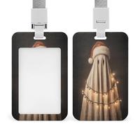 Jubonexis Santa Hat Ghost Christmas Lights Dark Academia ID Badge Holder Retractable Clip Card Holder Card Protector Name Badge Name Tag for Work Office Doctor Nurse