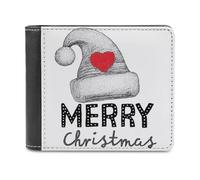 Jubonexis Santa Hat Merry Christmas Soft PU Leather Bifold Wallet, Coin Purse Credit Pass Case, Durable Card-Holder Slim Billfold for Men Woman Money Storage