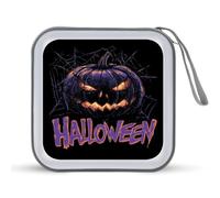 Jubonexis Scary Pumpkin Spider Web Spooky Halloween CD Case DVD Storage Case Portable for Car Home Travel