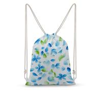 Jubonexis Scattered Hydrangea Petals And Small Leaves Drawstring Backpack Canvas String Bag Lightweight Sports Gym Bag for Men Women
