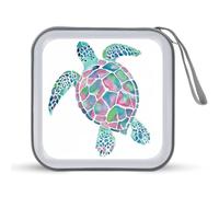 Jubonexis Sea Turtle Watercolor Teal Mint Green CD Case DVD Storage Case Portable